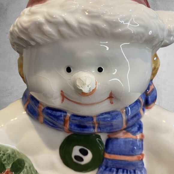 VINTAGE TREAT BOWL -- Frosty Snowman, Shallow Bowl, Christmas Decor, Tableware - Picture 3 of 8